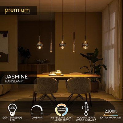 Lucide JASMINE - Hanglamp - LED Dimb. - CCT - 5x4W 2200K/3300K - Koper - Premium